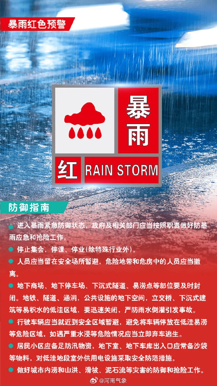 河南三地发布暴雨红色预警!本轮降水最强时段持续中,高速多个路段禁行→