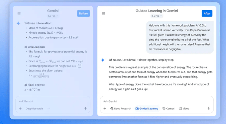 谷歌Gemini推出“引导式学习”